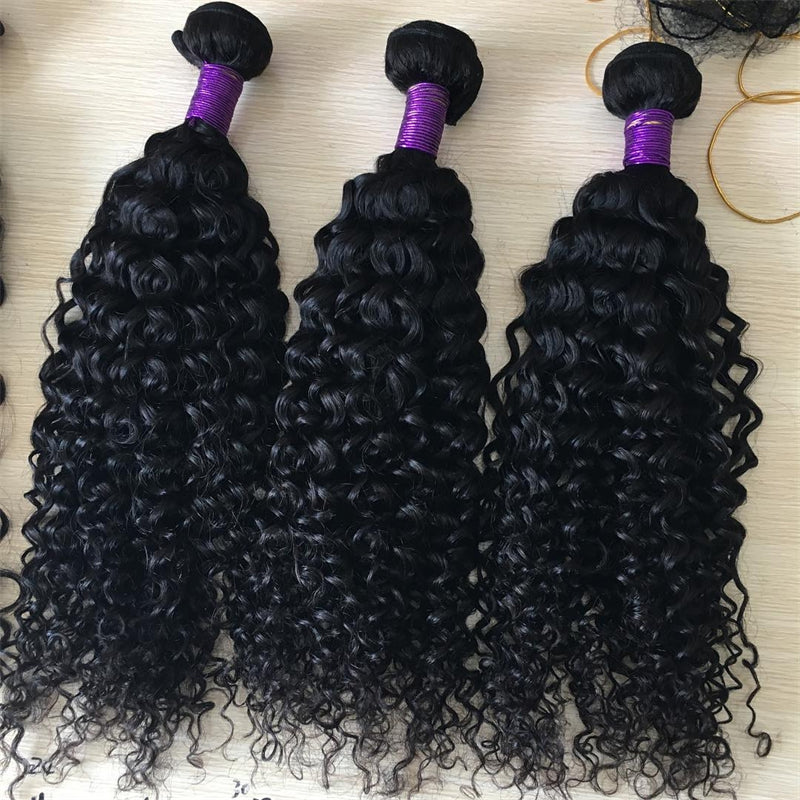 3 pieces Samuel Hair 12A curly wave natural black hair bundles free shipping