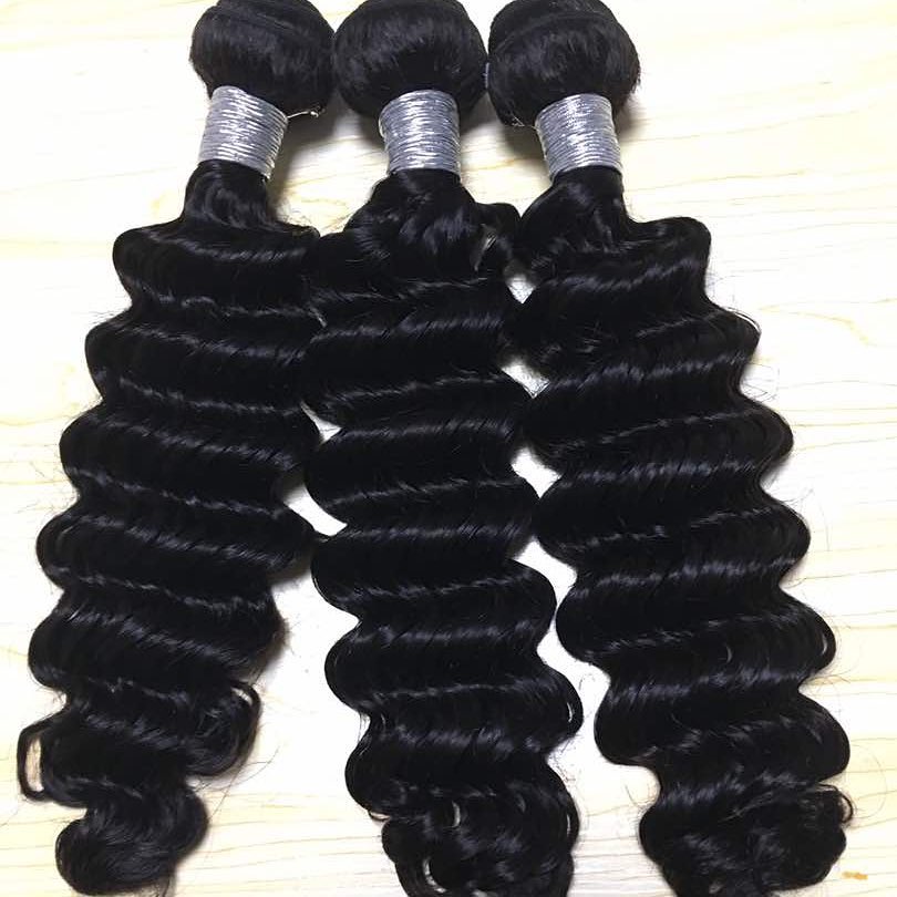 3 pieces Samuel Hair 12A deep wave natural black hair bundles free shipping