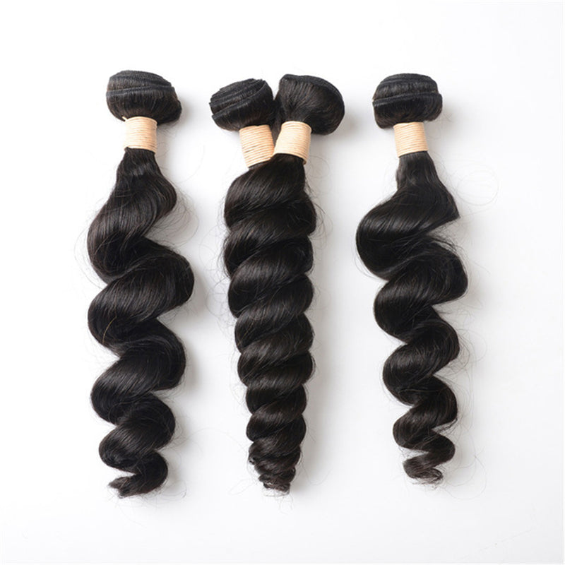 3 pieces Samuel Hair 12A Loose wave natural black hair bundles free shipping